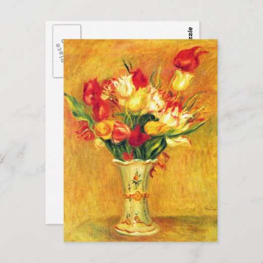Carte Postale Tulipes dans un vase par Pierre Renoir (Devant / Derrière)