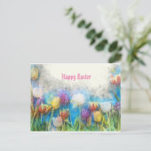 Carte Postale Tulipes d'aquarelle de Pâques (Debout devant)