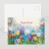 Carte Postale Tulipes d'aquarelle de Pâques (Devant / Derrière)