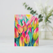 Carte Postale Tulipes d'art à l'aquarelle rose (Debout devant)