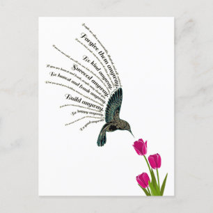 Carte Postale Tulipes de colibri de prière inspirante