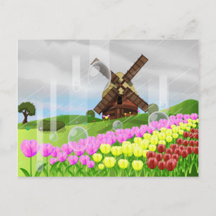 Carte Postale Tulipes de Hollande sous la pluie