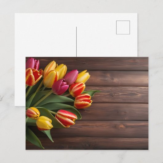 Carte Postale Tulipes de printemps pour la Saint Valentin (Devant / Derrière)