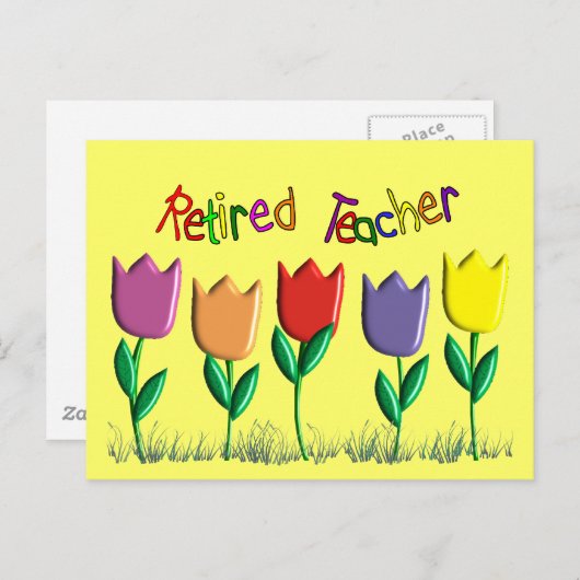 Carte Postale Tulipes enseignantes à la retraite Cadeaux de conc (Devant / Derrière)
