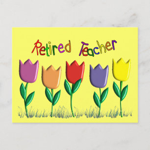 Carte Postale Tulipes enseignantes à la retraite Cadeaux de conc