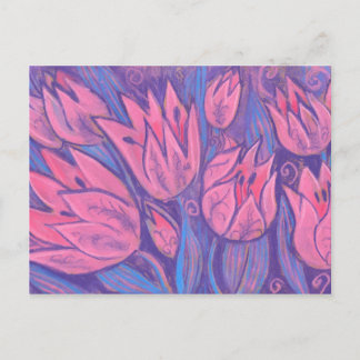 Carte Postale Tulipes funky Fleurs de printemps peinture florale