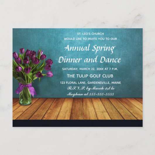 Carte Postale Tulipes modifiables dans un pot Invitation à dîner (Devant)