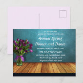 Carte Postale Tulipes modifiables dans un pot Invitation à un dî (Devant / Derrière)