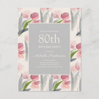 Tulipes Rose Pâle Floral 80e Anniversaire Féminin