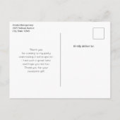 Carte Postale Tulipes roses avec Merci photo Feuille vert (Dos)