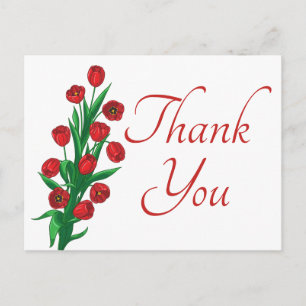 Carte Postale Tulipes Rouges Fleurs de Remerciement Mariage