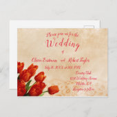 Carte Postale Tulipes rouges personnalisées sur arrière - plan d (Devant / Derrière)