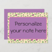 Carte Postale Tulipes violettes sur arrière - plan jaune (Devant / Derrière)