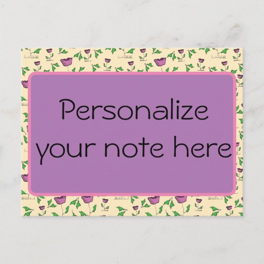 Carte Postale Tulipes violettes sur arrière - plan jaune (Devant)