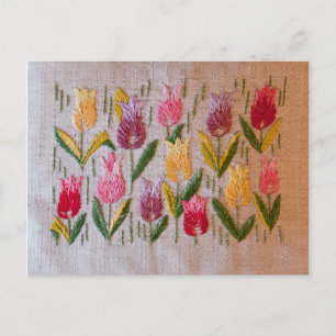 Carte Postale Tulips vintage embroidery