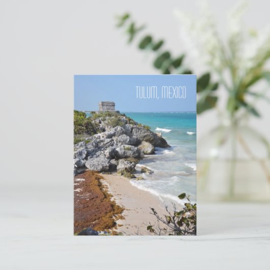 Carte Postale Tulum Mayan Ruines Scène Mexique Voyage Souvenir (Debout devant)
