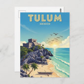 Carte Postale Tulum Mexico Watercolor (Devant / Derrière)