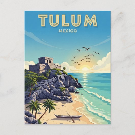 Carte Postale Tulum Mexique Aquarelle (Devant)
