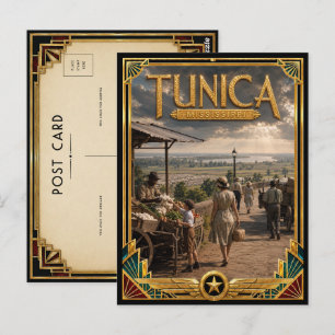Carte Postale Tunica Mississippi Art Déco vintage de l'âge d'or