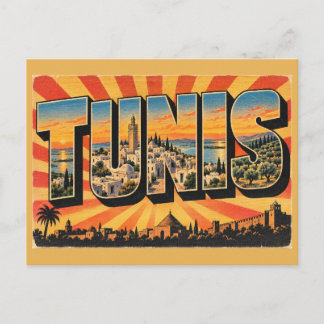 Carte Postale Tunis Medina Lagune Collines d'Oliviers Art de Voy