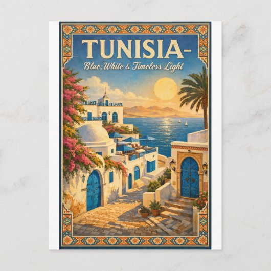 Carte Postale TUNISIA – Blue, White & Timeless Light (Devant)