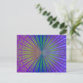 Carte Postale Tunnel Abstrait Fractal bleu citron vert pourpre (Debout devant)