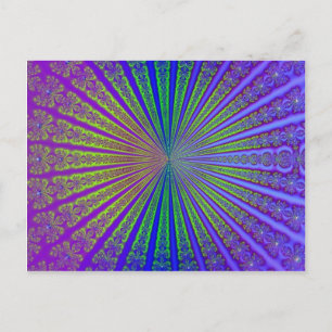 Carte Postale Tunnel Abstrait Fractal bleu citron vert pourpre