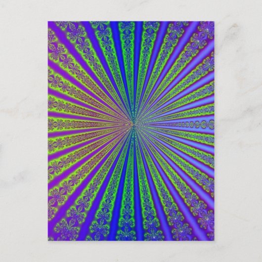 Carte Postale Tunnel Abstrait Fractal bleu citron vert pourpre (Devant)