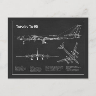 Carte Postale Tupolev Tu-95 - Plan directeur de l'avion PD