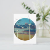 Carte Postale Turbines à vent peint ciel (Debout devant)