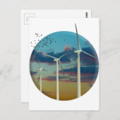 Carte Postale Turbines à vent peint ciel (Devant / Derrière)
