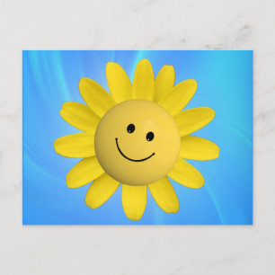 CARTE POSTALE TURBULENT SOLEIL FLEUR VISAGE SOURIRE DESSIN ANIME