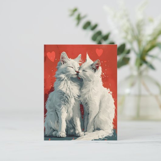 Carte Postale Turc Angora Chats blancs Saint Valentin (Debout devant)