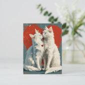 Carte Postale Turc Angora Chats blancs Saint Valentin (Debout devant)