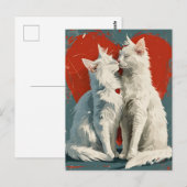 Carte Postale Turc Angora Chats blancs Saint Valentin (Devant / Derrière)