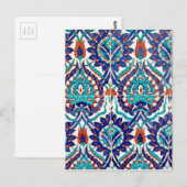 Carte Postale Turc Iznik Motif Floral Ottoman Design (Devant / Derrière)