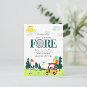 Carte Postale Turning FORE Golf Boy Golf Par tee 4e anniversaire (Debout devant)