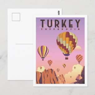 Carte Postale Turquie Cappadoce célèbre lieu de voyage Illustrat