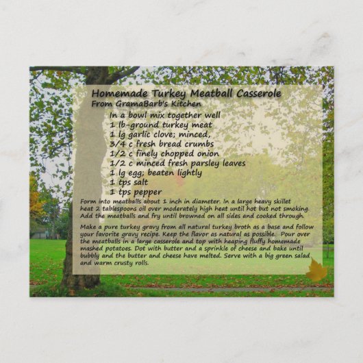 Carte postale Turquie Meatball Casserole (Devant)