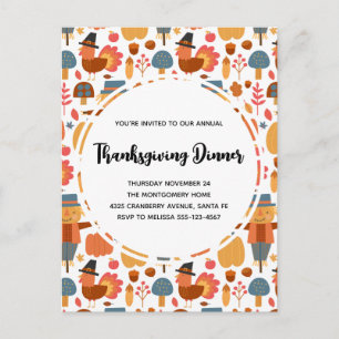 Carte Postale Turquie & Scarecrow Thanksgiving Motif Invitation