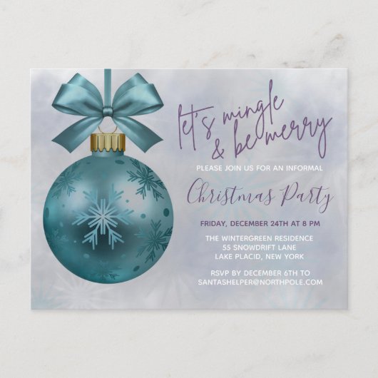 Carte Postale Turquoise Bauble Purple Parties scintillant Script (Devant)