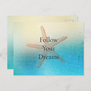 Carte Postale Turquoise Blanc Aqua Blue Beach Starfish
