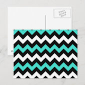 Carte Postale Turquoise Blanc Noir Zigzag (Devant / Derrière)