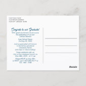 Carte Postale Turquoise bleu vert Abstrait Faire-part de graduat (Dos)