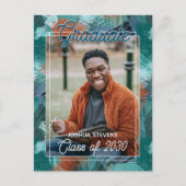 Carte Postale Turquoise bleu vert Abstrait Faire-part de graduat (Devant)