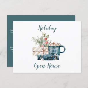Carte Postale Turquoise Blue Christmas Holiday Open House