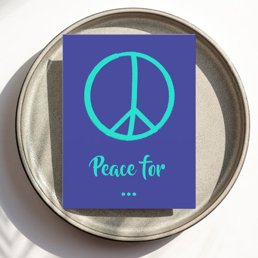 Carte postale turquoise Blue Peace Sign - Personna