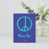 Carte postale turquoise Blue Peace Sign - Personna (Debout devant)