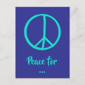 Carte postale turquoise Blue Peace Sign - Personna (Devant)