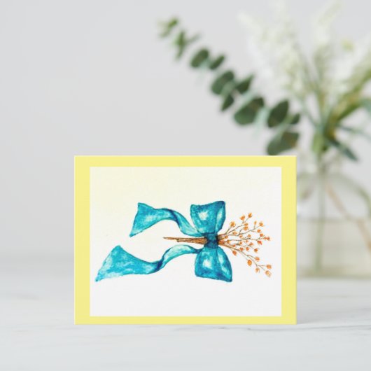 Carte postale turquoise Bow (Debout devant)